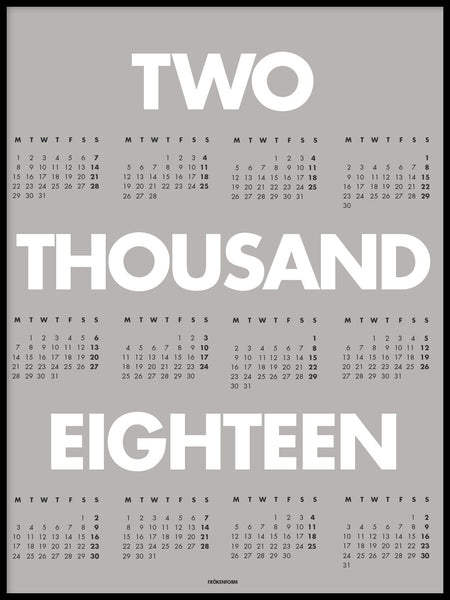 Poster: 2018 Kalender grå, av Utgångna produkter