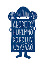 Poster: Alfabetskompis blå, av Anna Grundberg