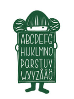 Poster: Alfabetskompis grön, av Anna Grundberg