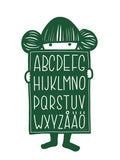 Poster: Alfabetskompis grön, av Anna Grundberg