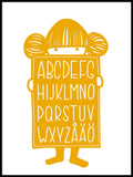 Poster: Alfabetskompis gul, av Anna Grundberg