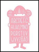 Poster: Alfabetskompis rosa, av Anna Grundberg