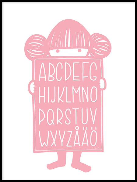 Poster: Alfabetskompis rosa, av Anna Grundberg