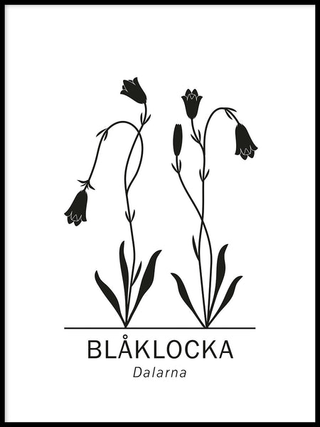 Poster: Blåklocka, Dalarnas landskapsblomma, av Paperago
