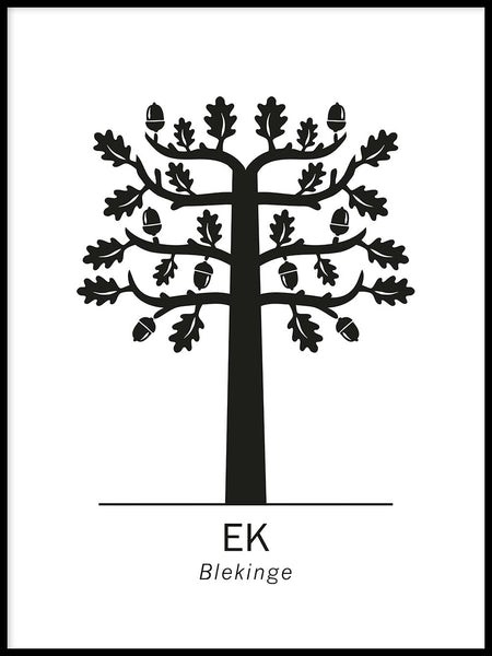 Poster: Ek, Blekinges landskapsblomma, av Paperago