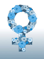 Poster: Feministblomster, blå, av Linda Forsberg