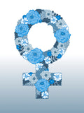 Poster: Feministblomster, blå, av Linda Forsberg