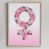 Poster: Feministblomster, rosa, av Linda Forsberg