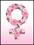 Poster: Feministblomster, rosa, av Linda Forsberg