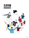 Poster: History of Zlatan, with name and colours, av Tim Hansson
