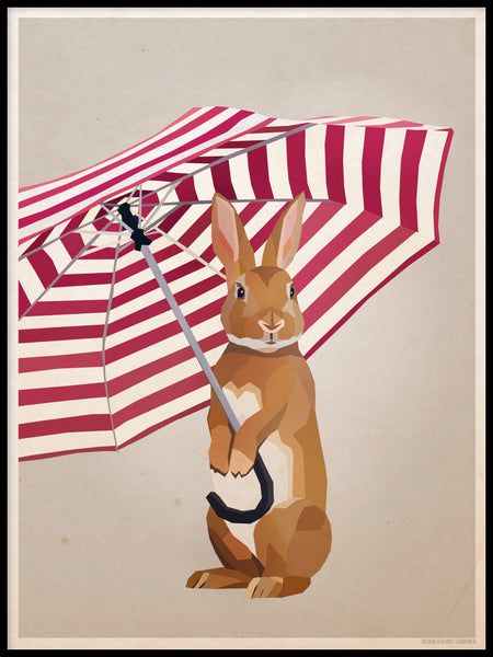 Poster: Kanin med paraply, av Lisa Hult Sandgren