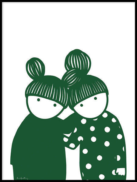 Poster: Kompisskap grön, av Anna Grundberg