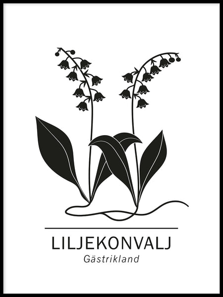 Poster: Liljekonvalj, Gästriklands landskapsblomma, av Paperago
