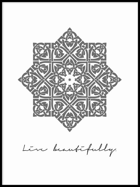 Poster: Live beautifully, grey, av Anna Mendivil / Gypsysoul