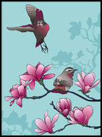 Poster: Magnolia och fåglar, av Linda Forsberg
