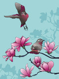 Poster: Magnolia och fåglar, av Linda Forsberg