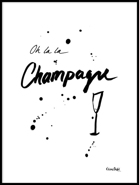 Poster: Oh la la Champagne, black, av Elina Dahl