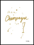 Poster: Oh la la Champagne, gold, av Elina Dahl