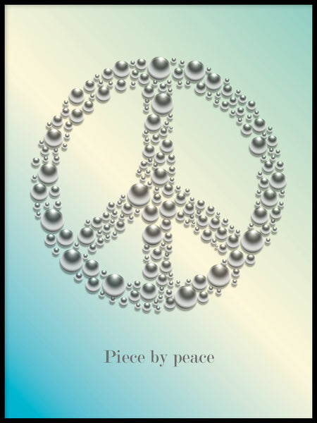 Poster: Peace med text, turkos, av GaboDesign