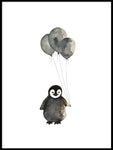 Poster: Pingvin med ballonger, av Lindblom of Sweden