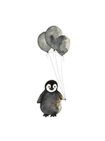 Poster: Pingvin med ballonger, av Lindblom of Sweden