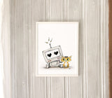 Poster: Robot and cat, av Utgångna produkter