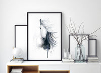 Poster: Vit islandshäst, av Cora konst & illustration