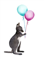 Poster: Liten känguru med ballong, av Cora konst & illustration