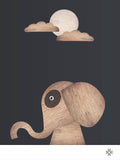 Poster: Wood Elephant, dark, av Paperago