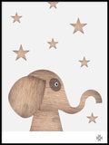 Poster: Wood Elephant, light, av Paperago