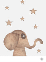 Poster: Wood Elephant, light, av Paperago