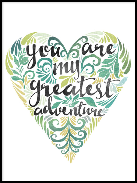 Poster: You are my greatest adventure, green, av Sofie Rolfsdotter