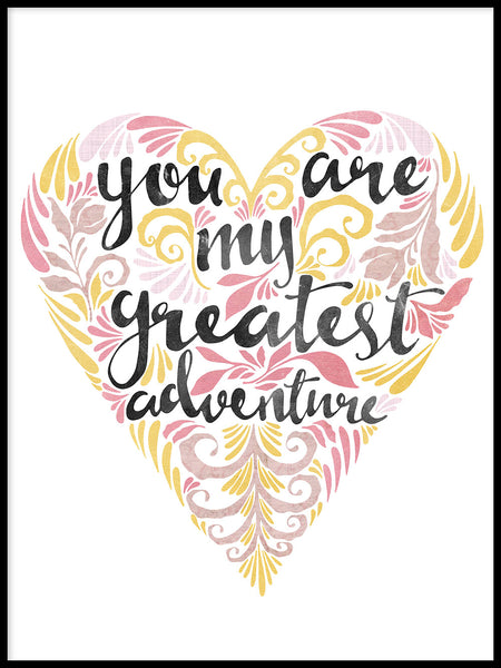 Poster: You are my greatest adventure, pink, av Sofie Rolfsdotter